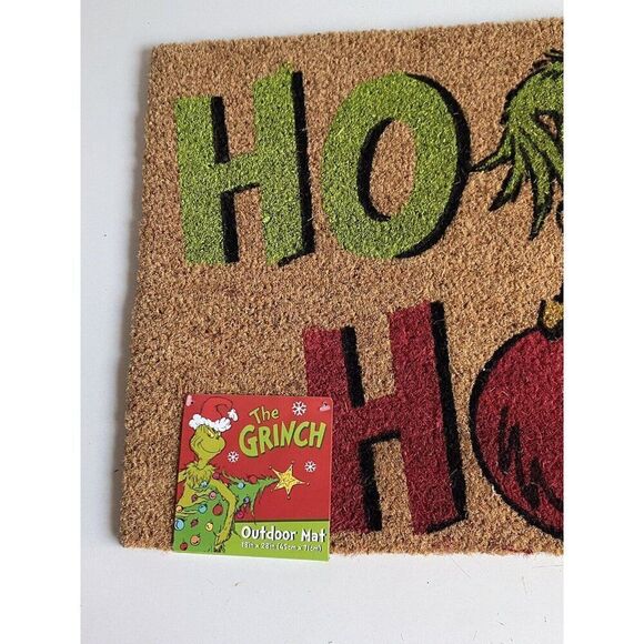 Dr. Seuss The Grinch HO HO HO Coir Doormat Rug Christmas Porch Outdoor Holiday - Picture 3 of 9